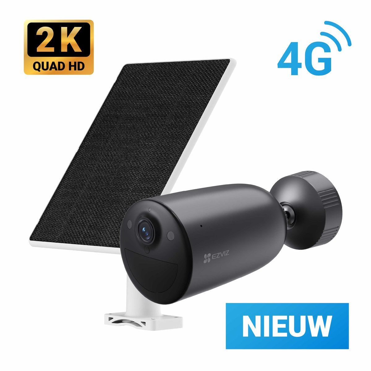 EZVIZ eb3 4g kit – 2k beveiligingscamera 5w zonnepaneel – ai powered – motion detection active defense - google assistant amazon alexa