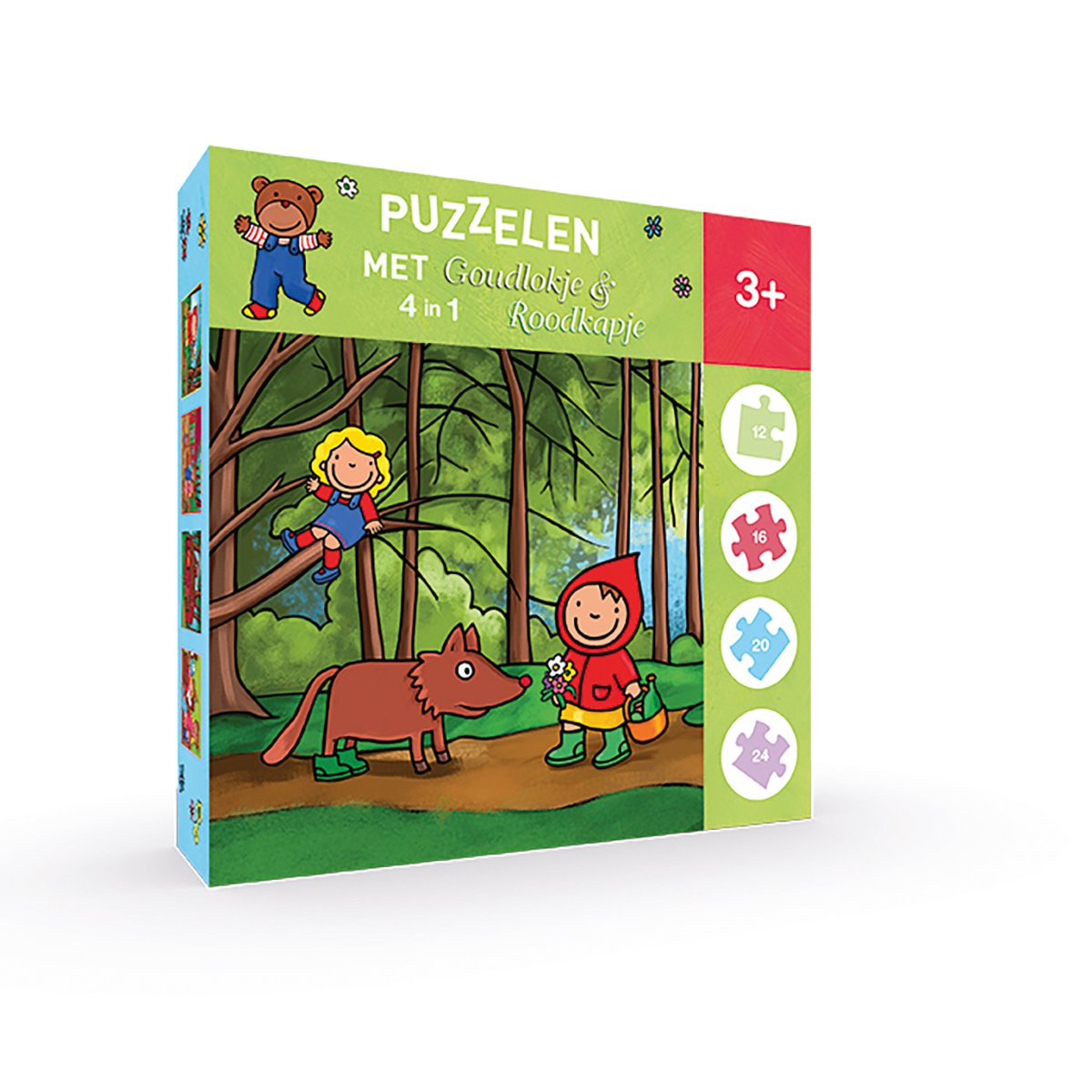 Clavis Puzzelen met goudlokje en roodkapje. 4-in-1-puzzel