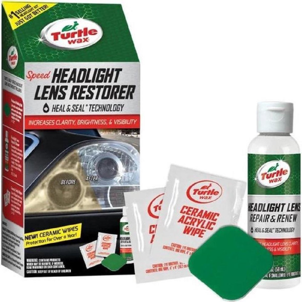 Turtle Wax speed headlight kit - koplamp herstelset – herstelt koplamp en achterlichten – werkt 35% sneller met betere resultaten – volledig pakket