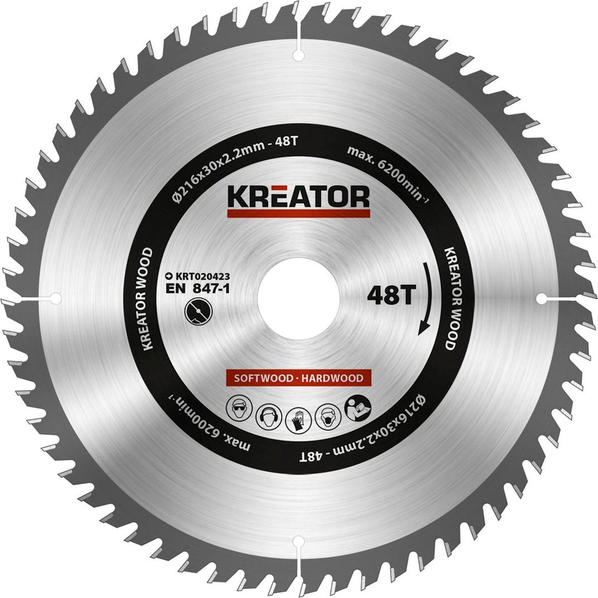 Kreator krt020423 zaagblad hout 216 mm - 48t