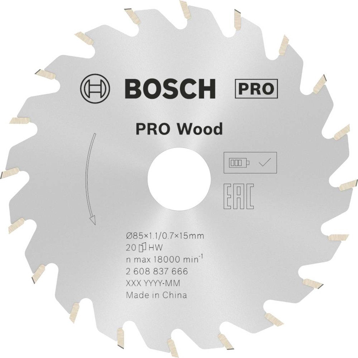 Bosch accessories 2608837666 cirkelzaagblad 85 x 15 mm aantal tanden: 20 1 stuk(s)