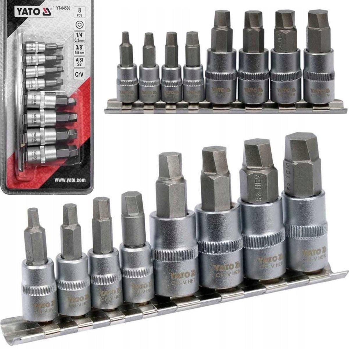 Yato schroefverwijderaar bits set 8 delig hex schroeven m6-m10