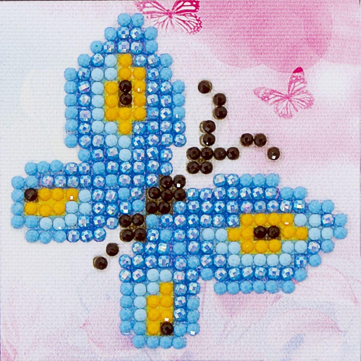 DIAMOND DOTZ® Diamond dotz dds.002, originele 5d diamond painting set butterfly sparkle, knutselpakket met 295 ronde steentjes, dotz voor volwassenen, hobbypakket ca. 7 x 7 cm voor kinderen vanaf 8 jaar