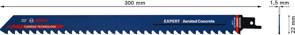 Bosch accessories 2608900410 expert 'aerated concrete' s 1241 hm reciprozaagblad, 1 stuk zaagbladlengte 300 mm 1 stuk(s