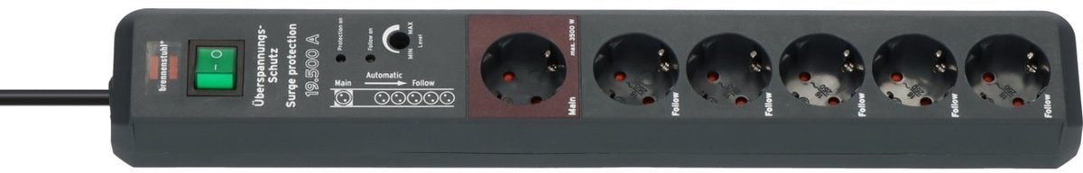 Brennenstuhl Secure-tec automatische stekkerdoos 19.500a 3m h05vv-f 3g1,5
