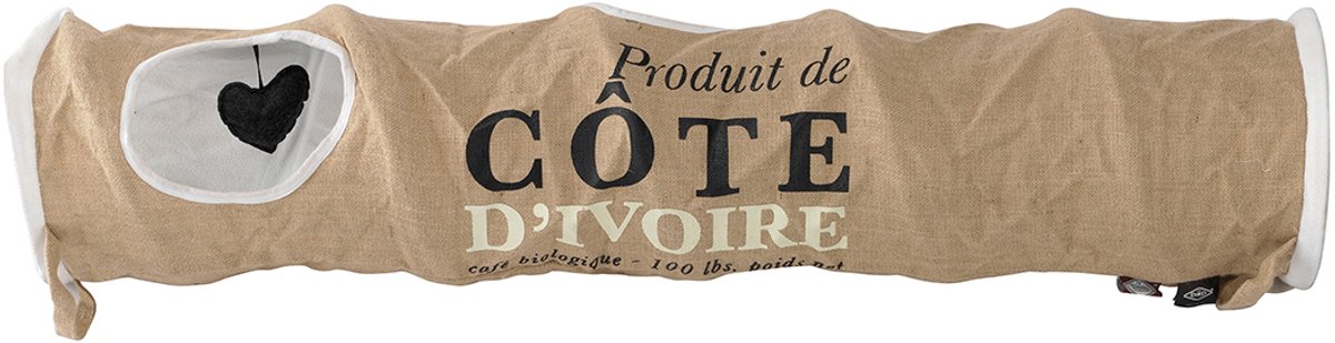 D D Home Home collection cote d'ivoire jute kattentunnel - 120 x 25 x 25 cm