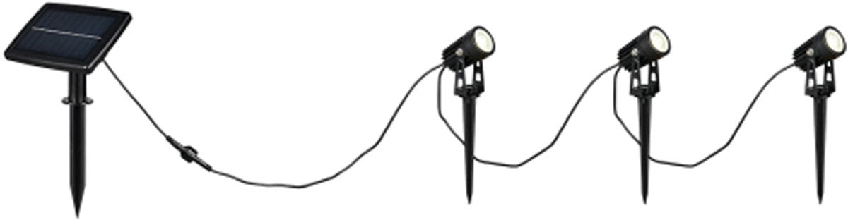 RL LIVE YOUR LIGHT Reality obidos - spot - zwart mat - incl. 3x smd 0,5 w - schemersensor - usb-aansluiting - helderheid instelbaar - oplaadbaar - zonne-energie - 4000k - hybrid solar - oplaadbaar - buitenverlichting - ip44