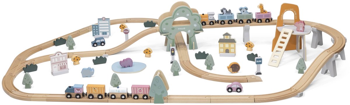 PolarB ® houten kinder treinbaan 90 stuks