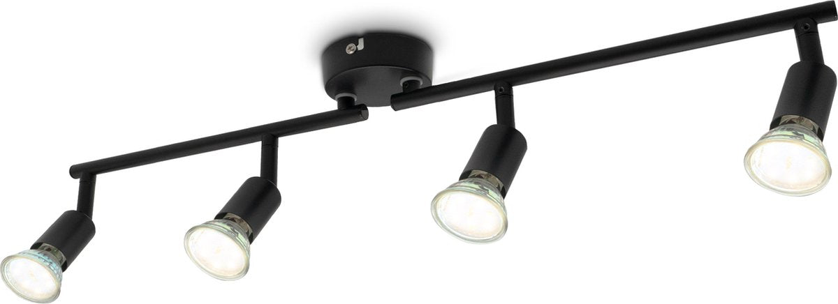 B.K.Licht - zwarte plafondspots - plafonnière - zwenkbare opbouwspots - met 4 lichtpunten - met gu10 lichtbronnen