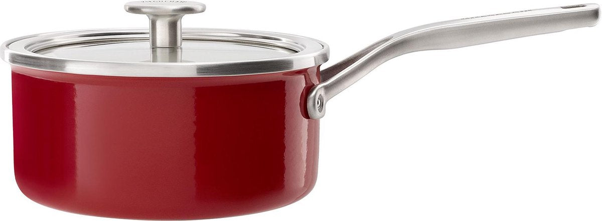 KitchenAid steel core enamel steelpan 18cm 2,0l - keizerrood - inductie - pfas-vrij