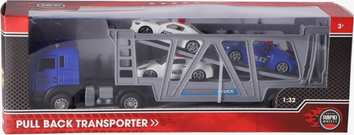 Rapid Wheels vrachtwagen met 3 auto's - grijs