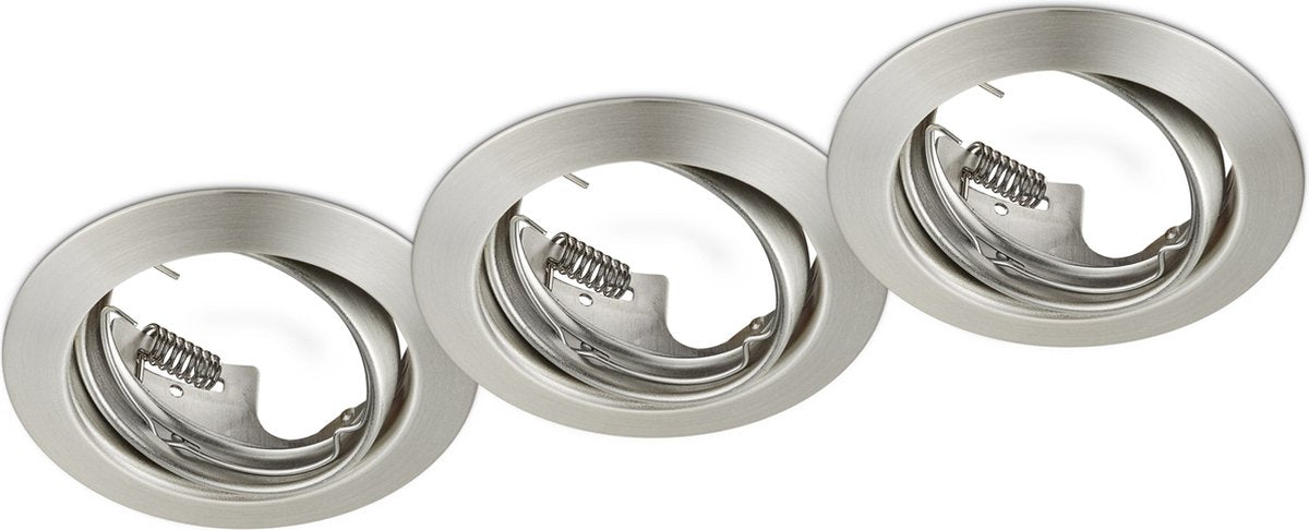 TRIO jura - inbouwspot - nikkel mat - excl. 3x gu10 3 w - zwenkbaar - plafondbevestiging - rond