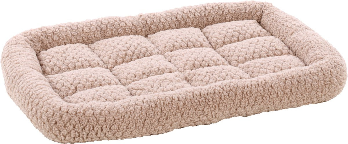 Flamingo Hondenkussen – benchkussen – extra zacht hondenkussen 55 x 38 cm – geschikt voor hondenbench en kattenkussen – jacquard rechthoekig taupe
