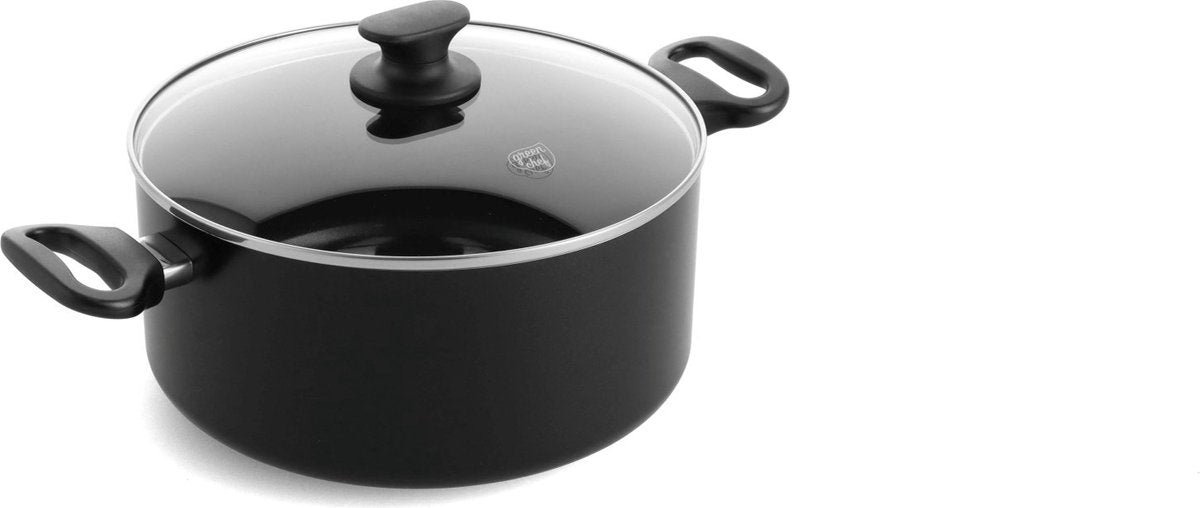 GreenChef prime keramische inductie kookpan met deksel 24cm - 4.9l - pfas-vrij - inductie pan - vaatwasserbestendig - ovenbestendig tot 160°c - keramische antiaanbaklaag - gerecylceerd aluminium - zwart