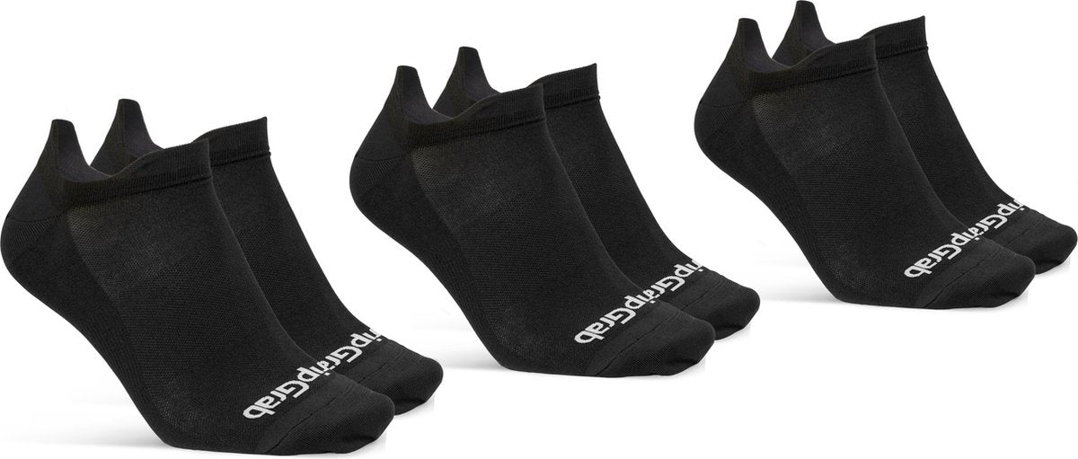 GripGrab - classic no show zomer fietssokken 3pack enkelsokken coolmax sport sokken - zwart - unisex - maat xs (35-38)