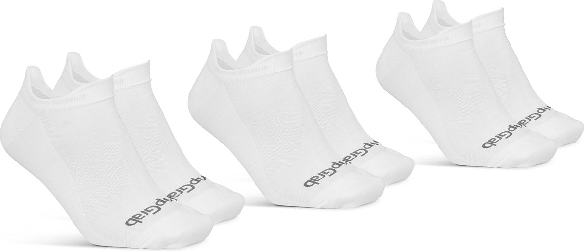 GripGrab - classic no show zomer fietssokken 3pack enkelsokken coolmax sport sokken - wit - unisex - maat xs (35-38)
