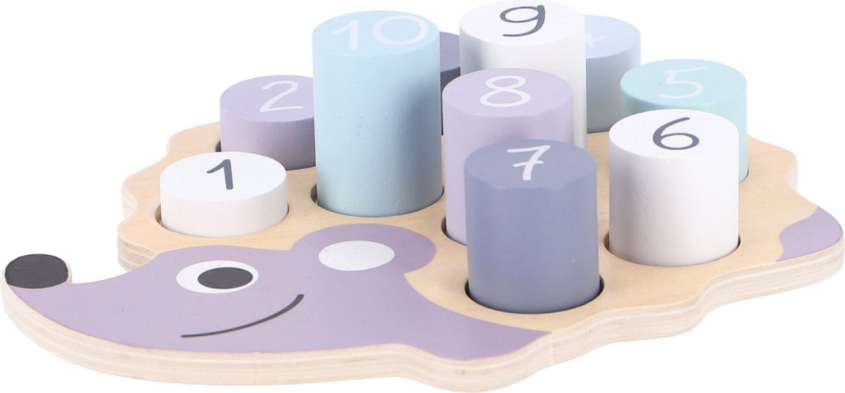 Jipy houten legpuzzel egeltje 10 stukjes paars blauw
