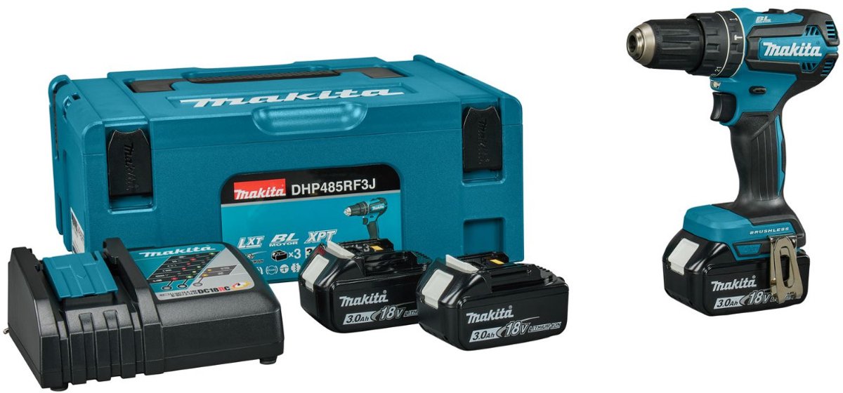 Makita dhp485rf3j accu klop- schroefboormachine 18v 3x 3.0ah in mbox