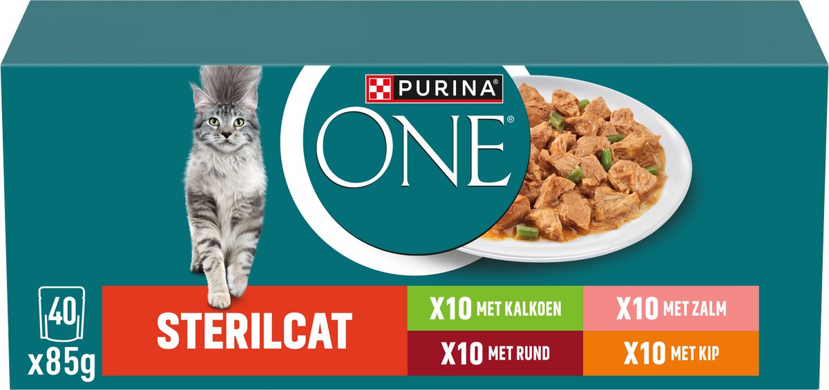 Purina One Purina® one® sterilcat - kattenvoer natvoer - zalm, kalkoen, rund kip - 40 x 85 g