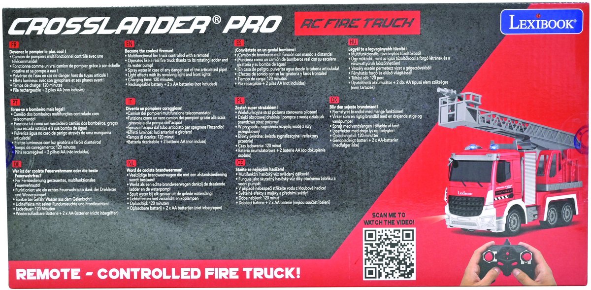 Lexibook Crosslander pro ® radiogestuurde brandweerwagen met licht en sounds effecten.