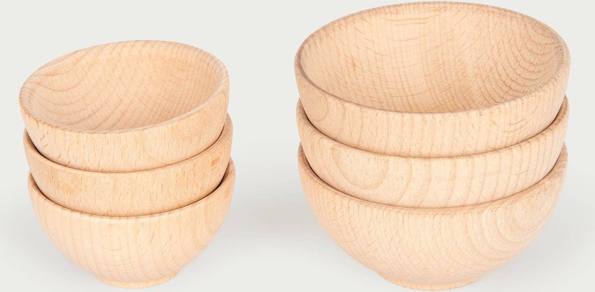 TickIT ® houten kommen 92 mm- set van 3