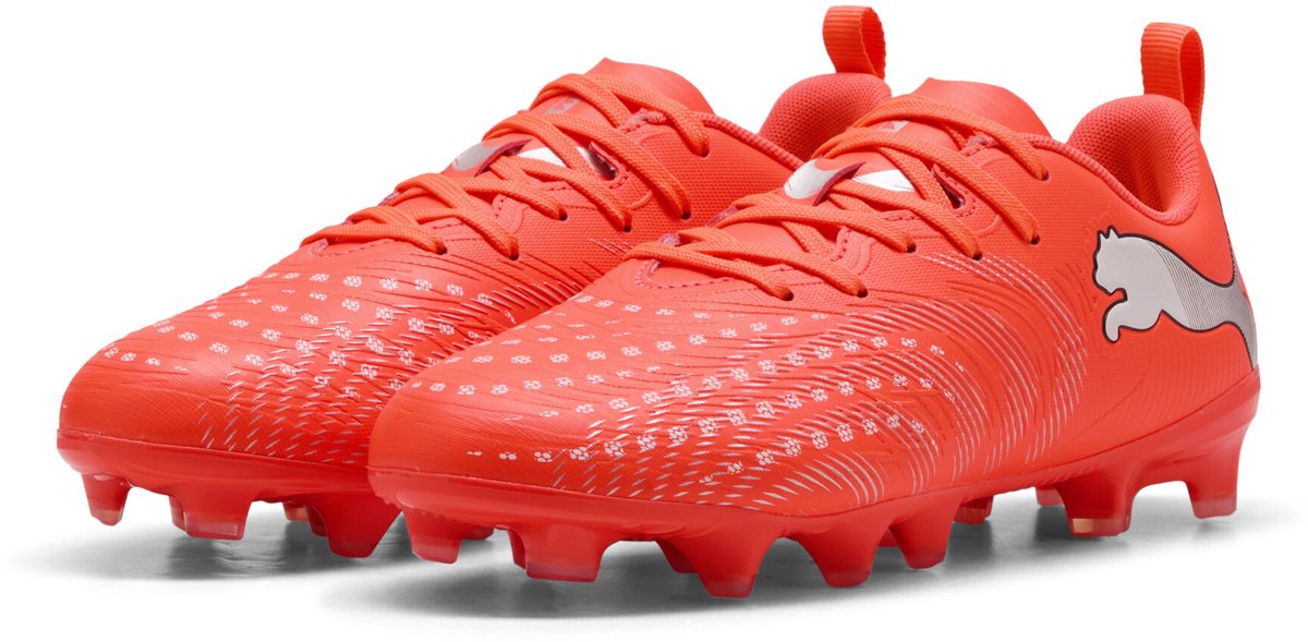 PUMA future 9 play fg ag jr unisex sportschoenen - glowing red- white- black- silver