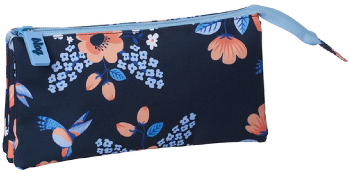 Kangaro Pennen etui flowers, met rits k-92370