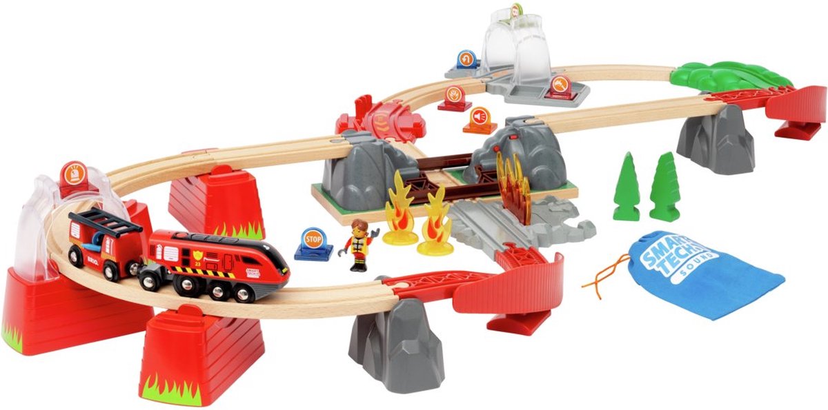 BRIO world - 36004 smart tech sound brandweerset | 41-delige treinset op batterijen voor kinderen vanaf 3 jaar