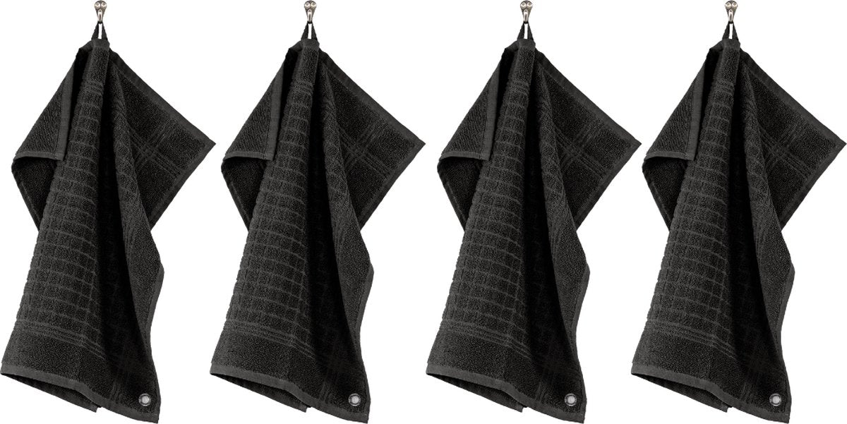 Tiseco Sponsdoekje pharao 50x50 cm - set 4, zwart