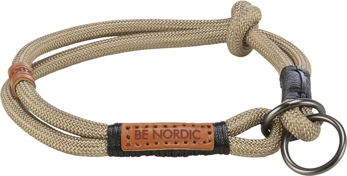 Trixie Halsband hond be nordic - half-slip zand zwart - 35x0.6 cm, rond gewoven touw
