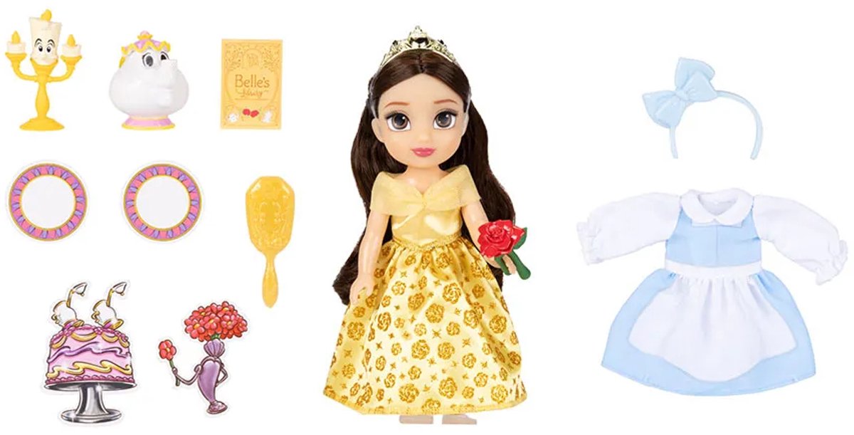 Jakks Disney princess - bella cadeauset met prinsessenaccessoires voor pop 15 cm geel