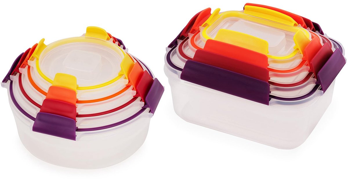 Joseph Joseph nest lock 8-delige vershoudbakken set, rond vierkant