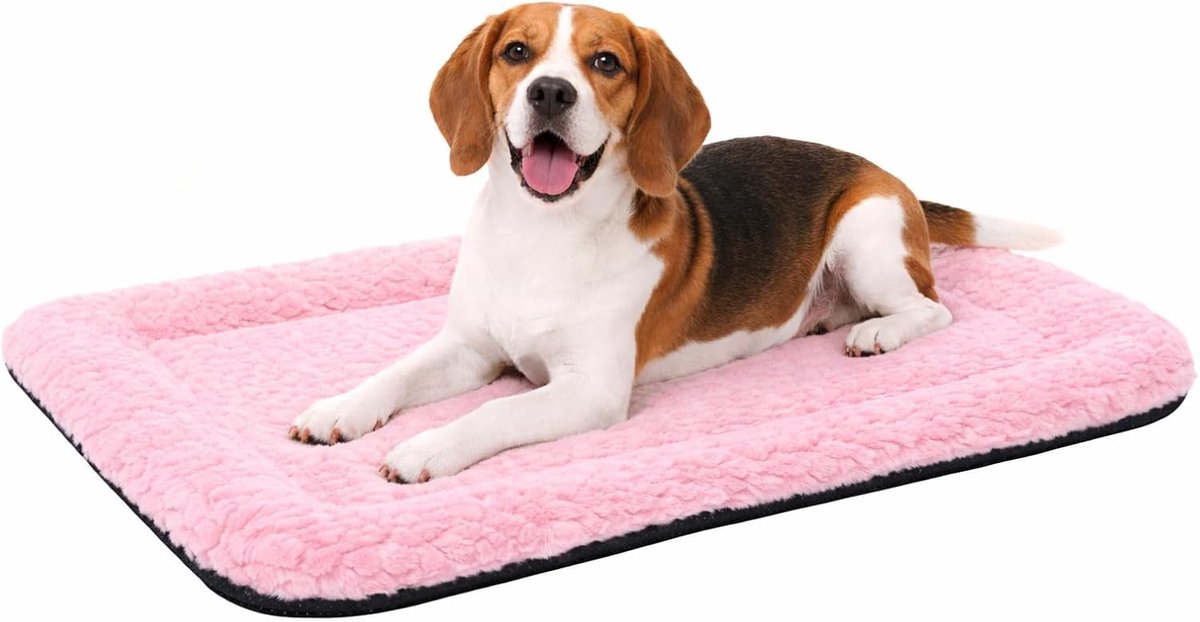 Flamingo Hondenkussen – hondenmand – naya rechthoekig roze 85,5x51cm – zacht ligcomfort – ideaal voor bench