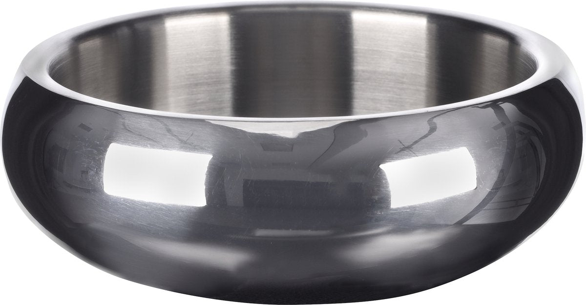 Flamingo Voerbak hond – drinkbak hond – eetbak hond inox – dubbelwandige rvs kom met antislip – ø15,5 cm – 790ml – eet- en drinkpot muna rond zilver