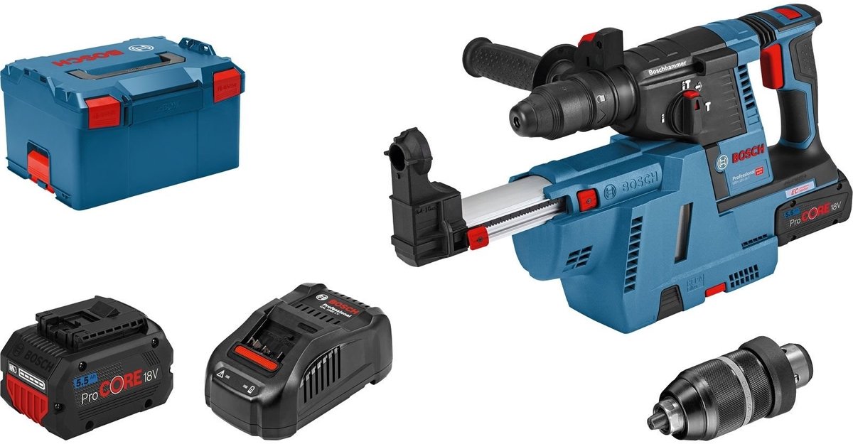 Bosch gbh 18v-26 f accu boorhamer met sds plus 2x 5,5ah procore...