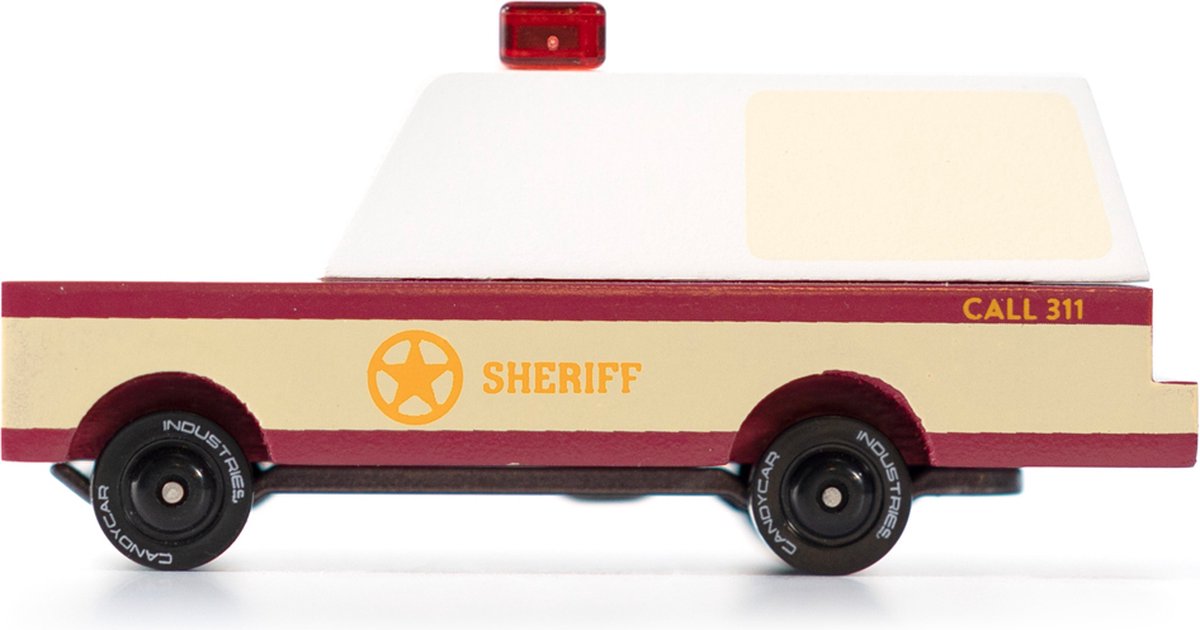 CandyLab speelgoedauto sheriff truck - houten candycar wereld.