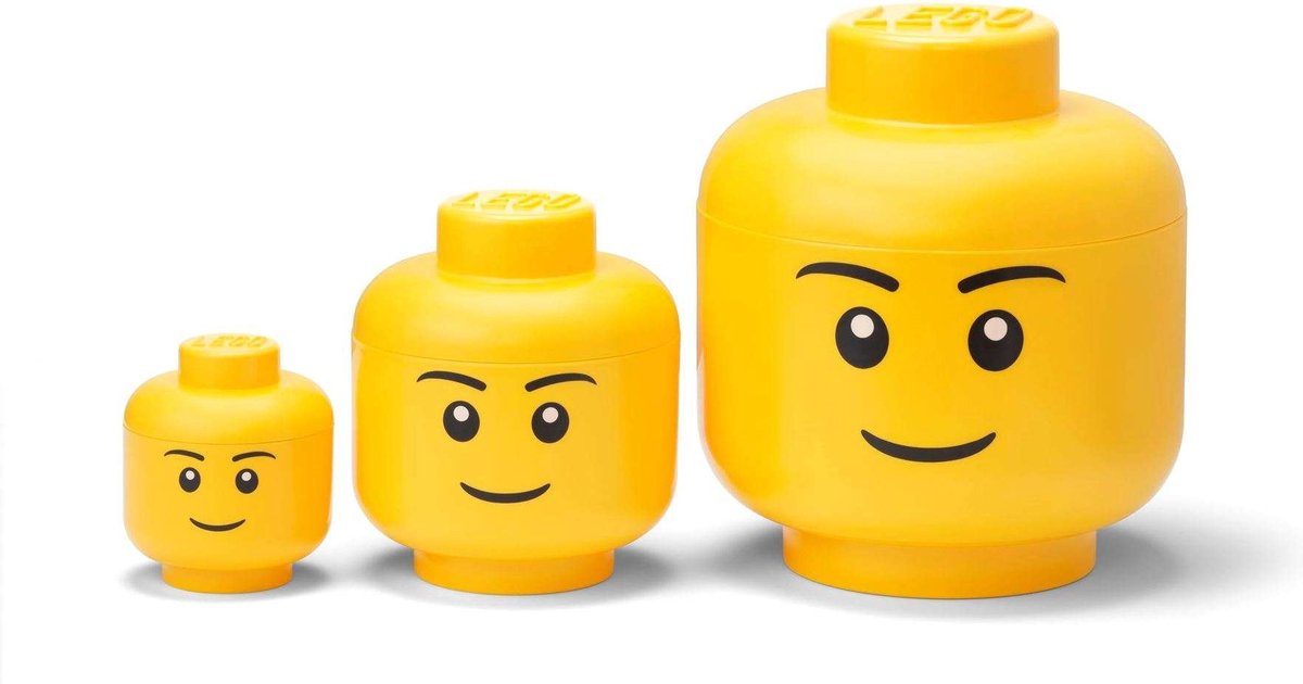 LEGO - opbergbox hoofd boy set van 3 stuks webonly verpakking - kunststof - geel