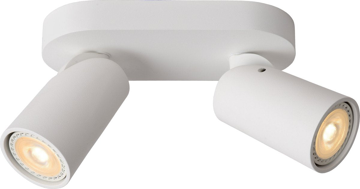 Lucide xyrus - plafondspot (plafondlamp) - led dim to warm - gu10 - 2x5w 2200k 3000k - wit