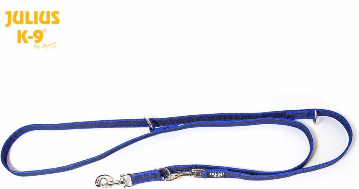 Julius K9 - dubbele anti slip hondenriem 2,2m (20mm) blauw