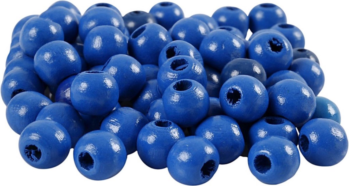 Creativ Company Cc houten kralen 12 mm blauw 40 stuks