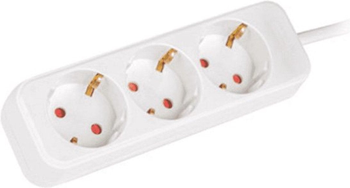 Merkloos Sans Marque Verlengsnoer - stekkerdoos - 3-voudig - 1,5m - geaard 3x1,5 mm² - 2500w - wit