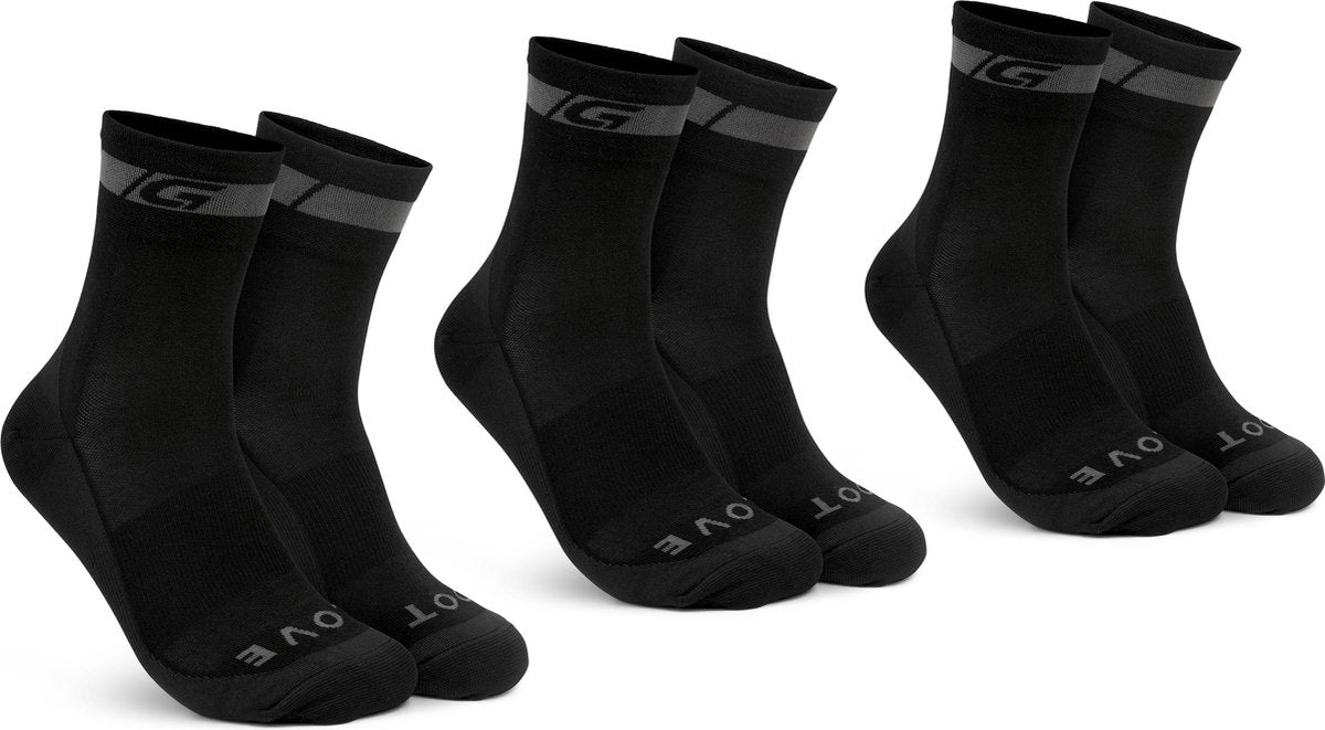 GripGrab - merino regular cut 3pack fietssokken 3 paar wieler sokken - zwart - unisex - maat l (44-47)