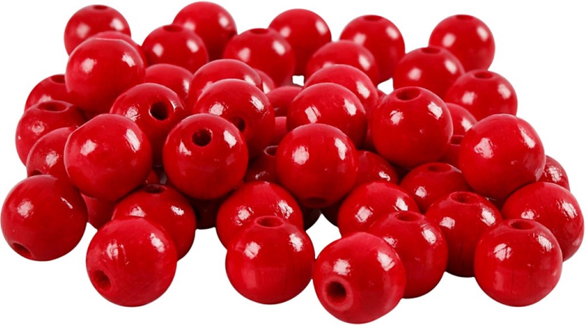 Creativ Company Cc houten kralen 12 mm rood 40 stuks