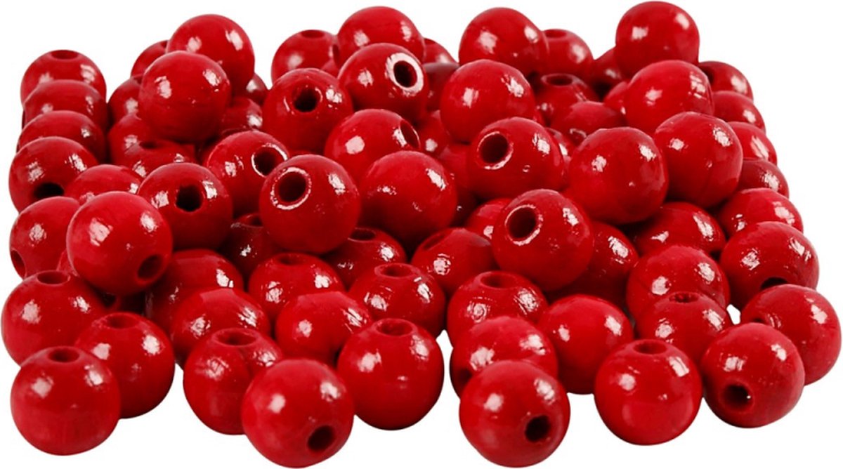 Creativ Company Cc houten kralen 8 mm rood 100 stuks