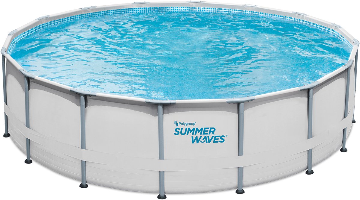 Summer Waves frame zwembad rond - ⌀488 x 122 cm - inclusief filterpomp - zwembadpomp - filterpatroon - afdekzeil - grondzeil - ladder - onderhoudsset - zwembaden