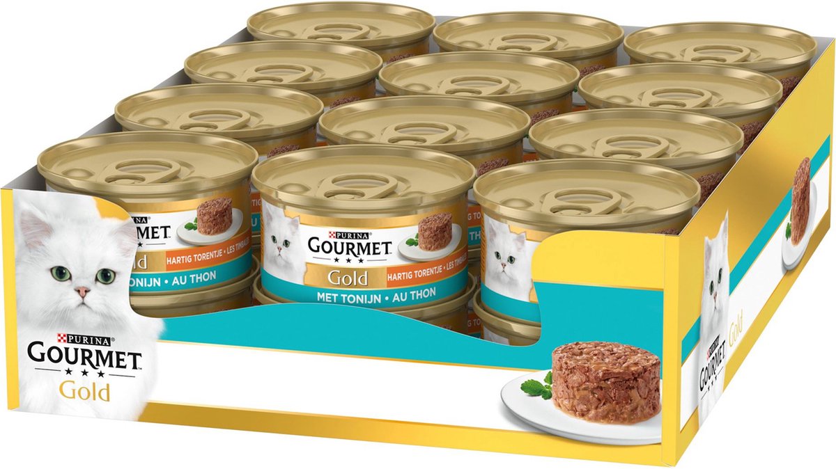 Gourmet gold hartig torentje - kattenvoer natvoer - tonijn - 24 x 85 g