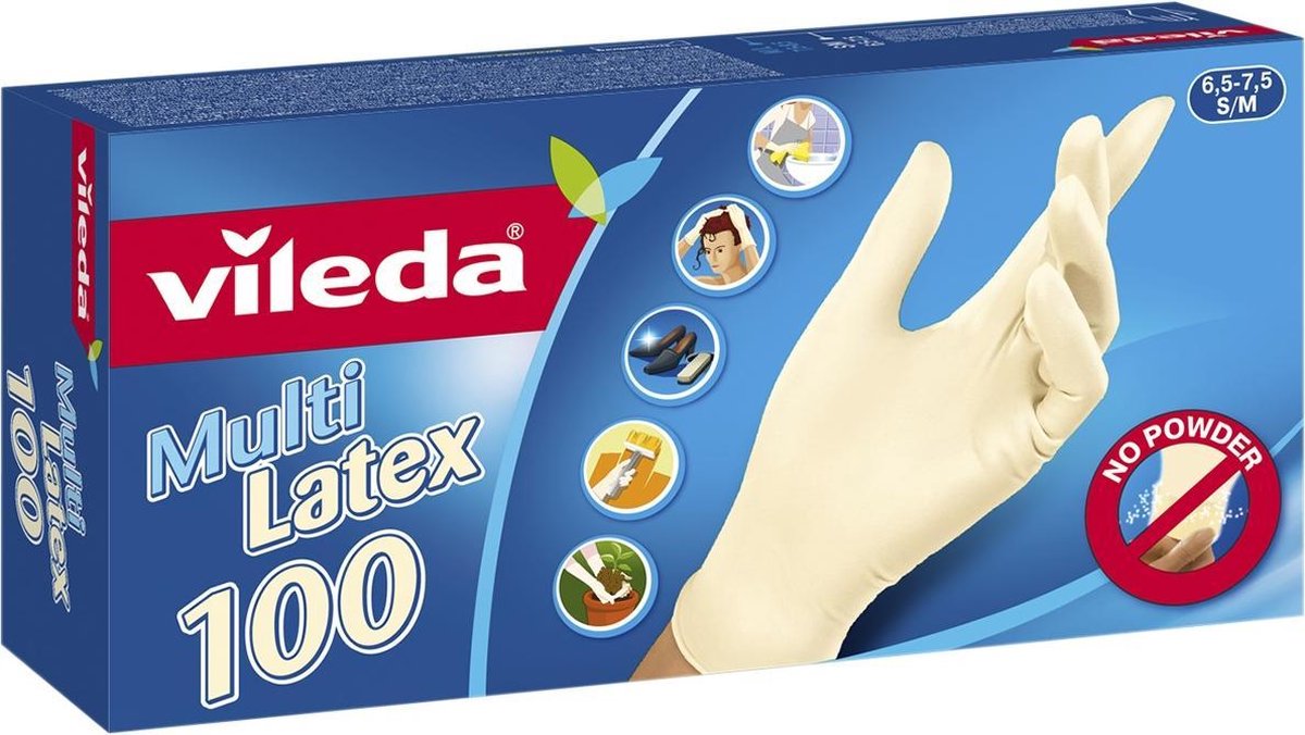Vileda handschoenen multi latex 100 st s m