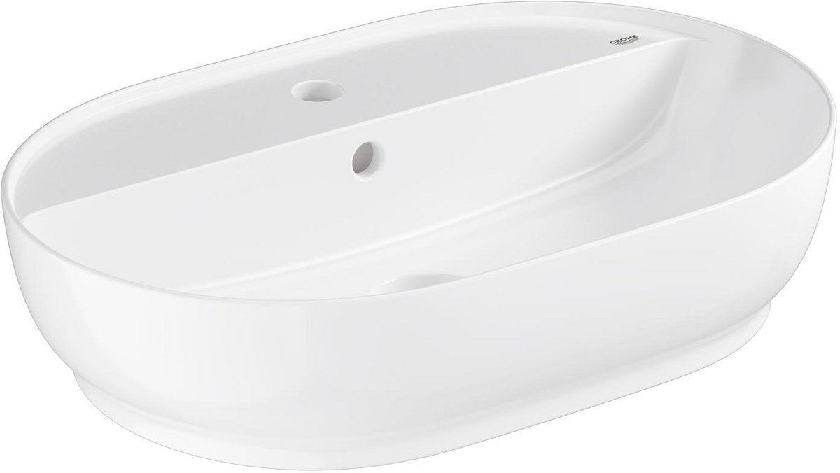 GROHE essence opzetwastafel – 60 cm – met kraangat overloop – glanzend keramiek – aquaceramic hyperclean – wit