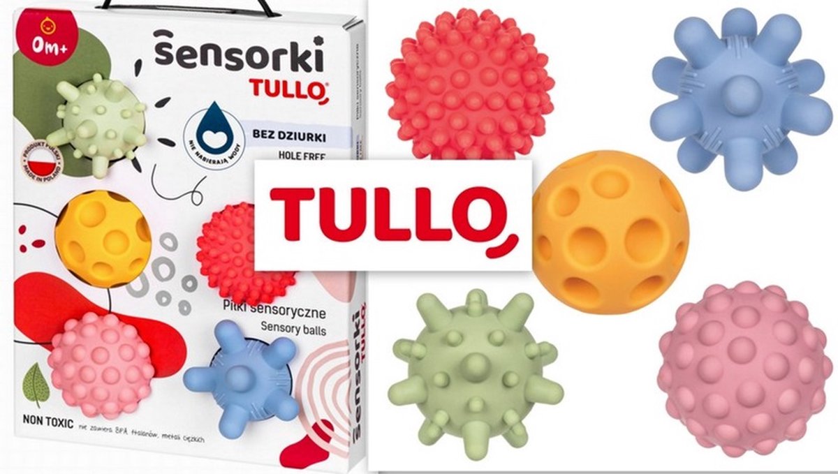 TULLO sensorische ballen zonder gat- pastel - set van 5- 0m+ 0+ maanden 0+ maanden