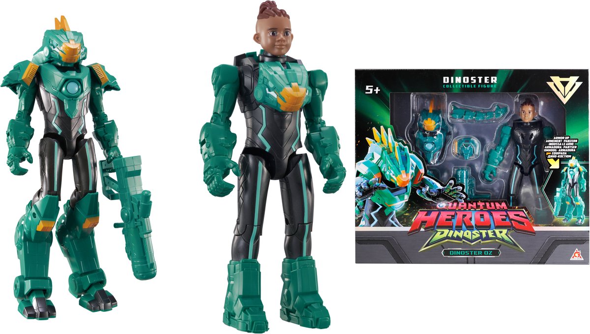 QUANTUM HEROES DINOSTER Dinoster - 2 figuren in 1 - transformeer je robots - 22cm - oz